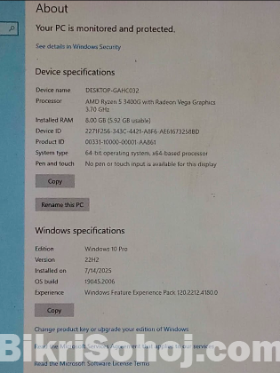 Ryzen 5 3400G Desktop computer